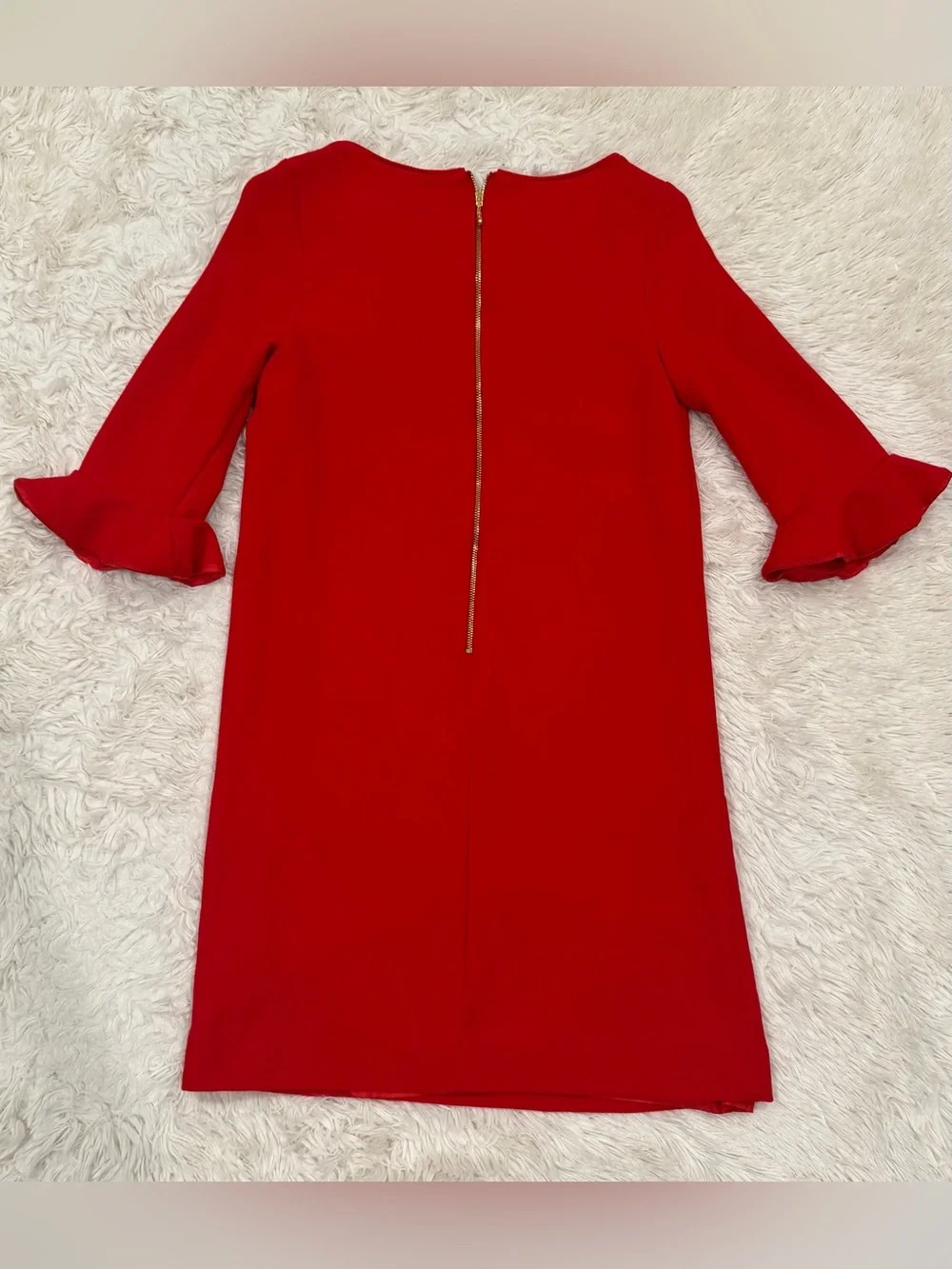 Kate Spade Luna Flare Ruffle Sleeve Dress 8 Red Wool Shift Holiday Office Party